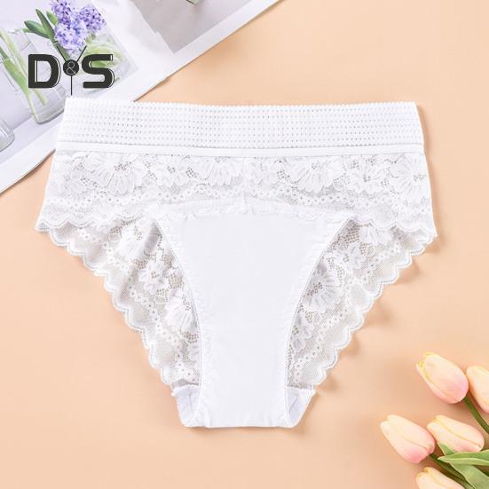 Women Underpants High Waist Hollow Out Lace Soft Breathable Anti Septic Stretchy Moisture Wicking Flower Embroidery Mesh Lady Panties Briefs