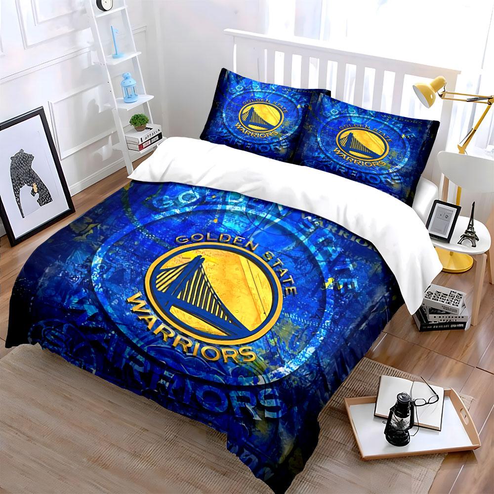 Golden State Warriors Logo Bettwäsche Bettbezug-Set Bettbezug Kissenbezüge  (1*Bettbezug 2*Kissenbezüge, ohne Bettdecke)