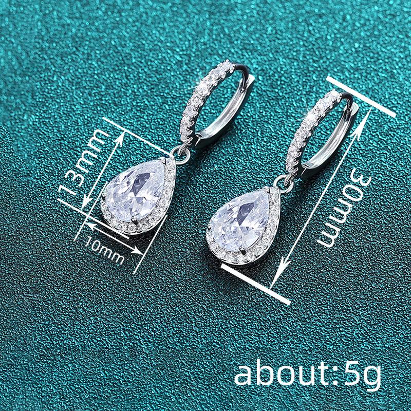 Light Luxury Water Drop Design Earrings For Women, Zircon-Inlaid Fashion Geometric Earrings, Popular Engagement Jewelry