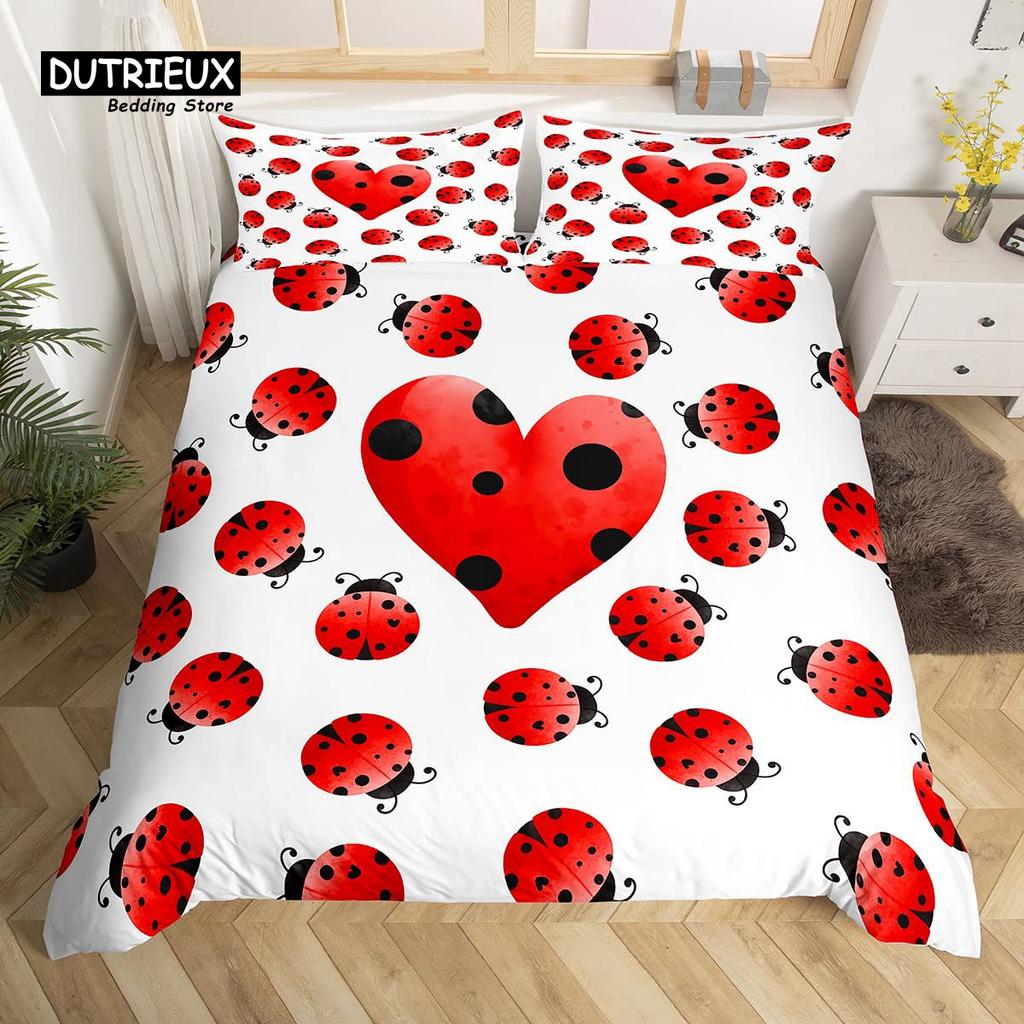 Kawaii Bear Duvet Cover Set Twin King Size Cartoon Animals Bedding Set Polyester Parachute Blue Sky White Cloud Comforter Cover