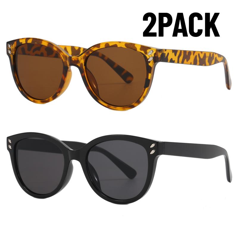 2PACK Round Frame Sunglasses Unisex UV-proof Sun Glasses Eyewear Women Outdoor Travel Goggle Eye Production Sun Shades