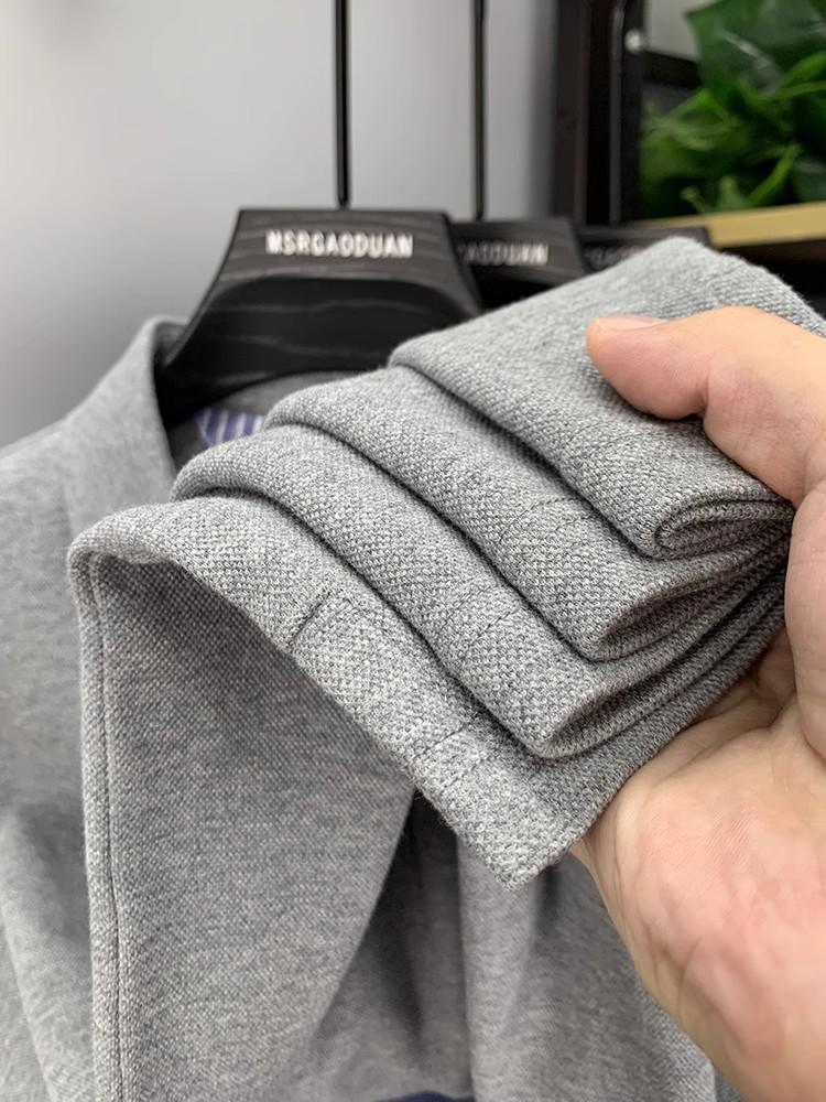 Herren Fleecegefüttert Bestickt Langarm Poloshirt - Herbst/Winter 2025 Business Casual Umlegekragen