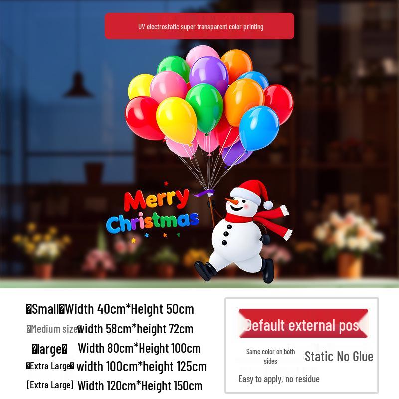 Christmas Wall Decals: Santa, Snowman & Balloons for Glass Doors & Windows