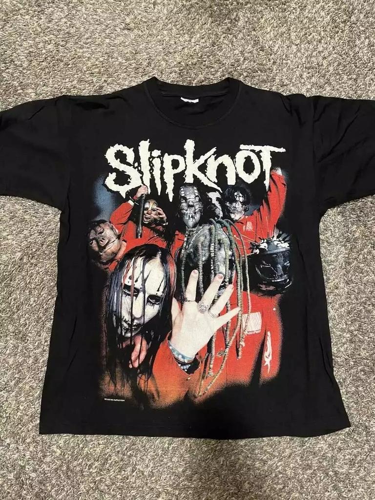 Remake Slipknot 2004 Band Nera Manica Corta Cotone Ristampa Unisex Camicia Cotone Oversize Taglia Larga