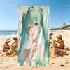 Hatsune Miku Anime Beach Towel, Quick Dry Absorbent Towel, Fresh Green Anime Towel for Beach Swimming, Summer Gift