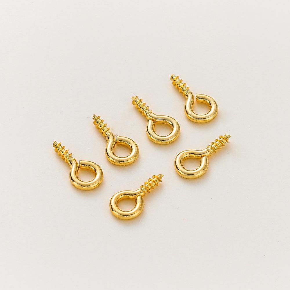 50pcs/lot 14K/18K Gold Plated Silver 8mm 10mm Screw Eye Pins Hooks Pendants Connectors Pins For Necklace Jewelry Accessories