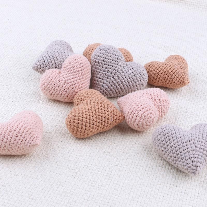 Cute Hearted-shaped Crochet Knitting Beads for Pacifier Chain Baby Photograph Props Baby Accessories Lightweight Gift
