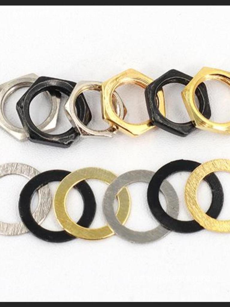 6.35mm Audio Output Electric Bass Guitar Jack with Hex Screw Nut and Washer