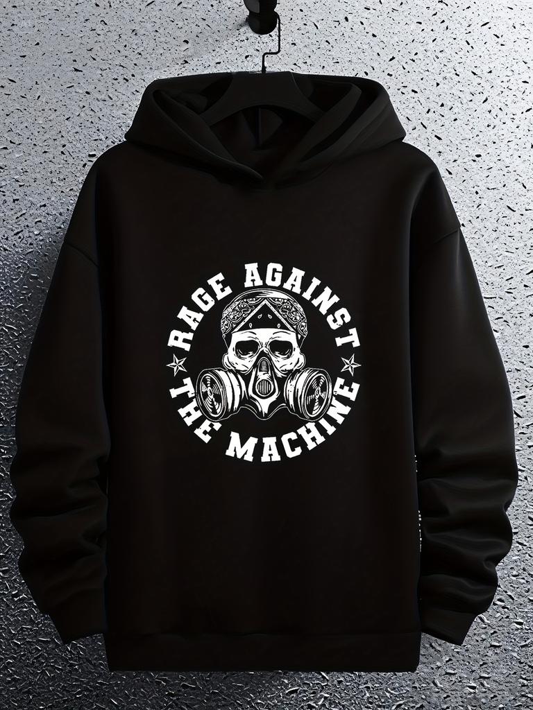 "Rage Against The Machine" Graphic hoodie - Black Skull Mask & Gas Mask Print