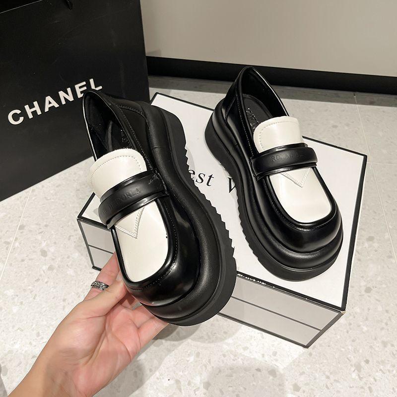 Take a small man, thick-soled muffin, British small leather shoes, women's single shoes, loafers, women's 2025 spring and autumn new models