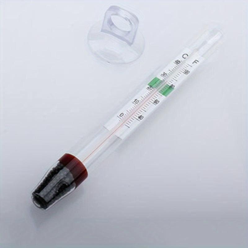 5PCS Aquarium Tortoise Suction Thermometer Glass Tube Freshwater Saltwater Aquarium Fish Temperature Submersible Suction White