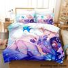 Genshin Impact Kokomi 3D Bedding Set Anime Cartoon Duvet Cover Kawaii Girls Adult Kid Bedroom Decor