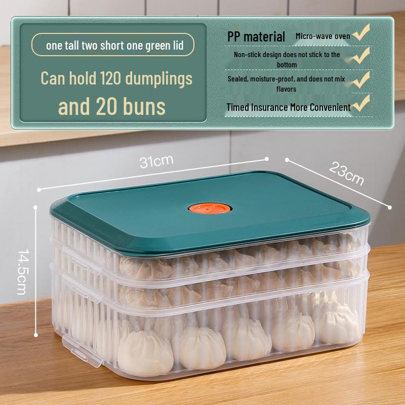 Dumpling & Wonton Freezer Storage Box for Fresh-Keeping and Quick-Freezing Noodles