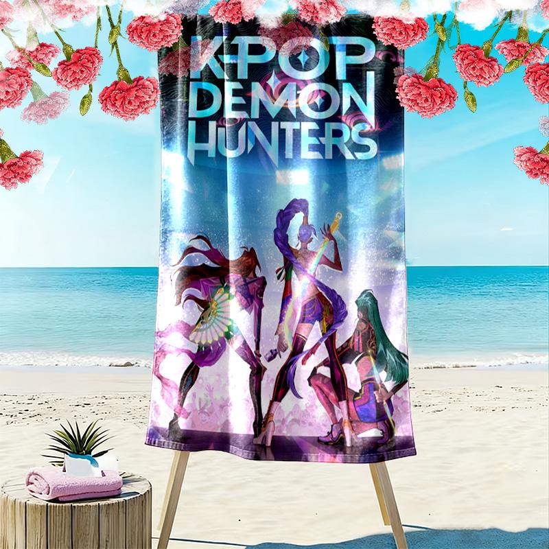 K-pop Demon Hunters: Huntrax Comeback beach towel soft Beach towel for vacation photos seaside swim Outdoor pool towel Comfort beach