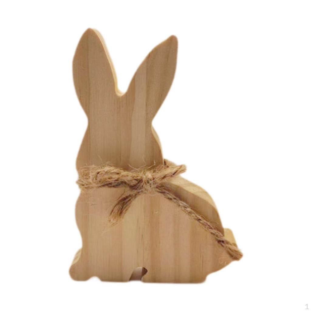 Wooden Bunny Sign Centerpieces Bookshelf Indoor Accent Unfinished Rabbit Block Easter Table