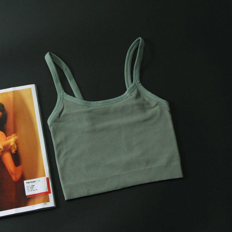 

European and American Single without Chest Pad Sports Intimates Double-Layer Quick-Drying Parallel Strap Fitness Yoga Vest Breathable Vest XL Army Green