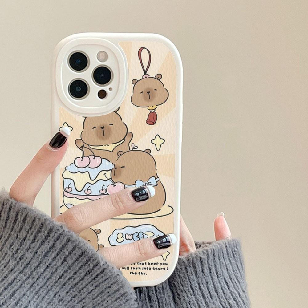 Cartoon Capybara Phone Case Hard Leather For iPhone 16 15 14 13 12 Mini 11 14 Pro Max Xs X Xr 7 8 Plus Fundas