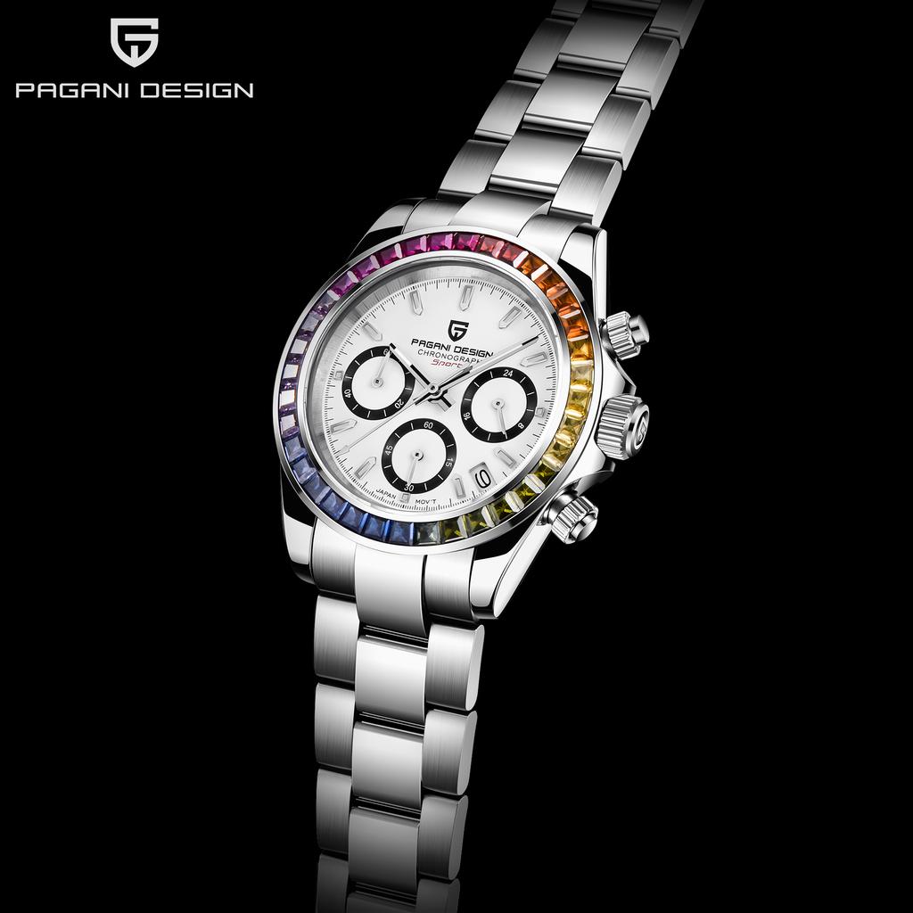 Pagani Design Ny TOP Merke luksus herreklokke med boks Multifunksjon 30M vanntette lysende herrekvartsklokker