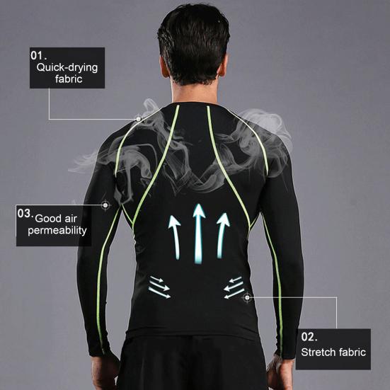 2 sztuki/zestaw męski strój sportowy z okrągłym dekoltem i długim rękawem, długie spodnie, pasiasty nadruk, obcisły, szybkoschnący strój sportowy