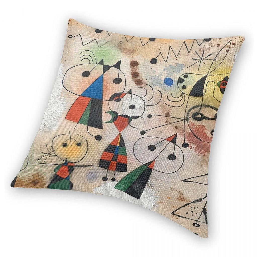 Joan Miró Square Pillowcase Polyester Linen Velvet Pattern Zip Decor Home Cushion Case 45X45