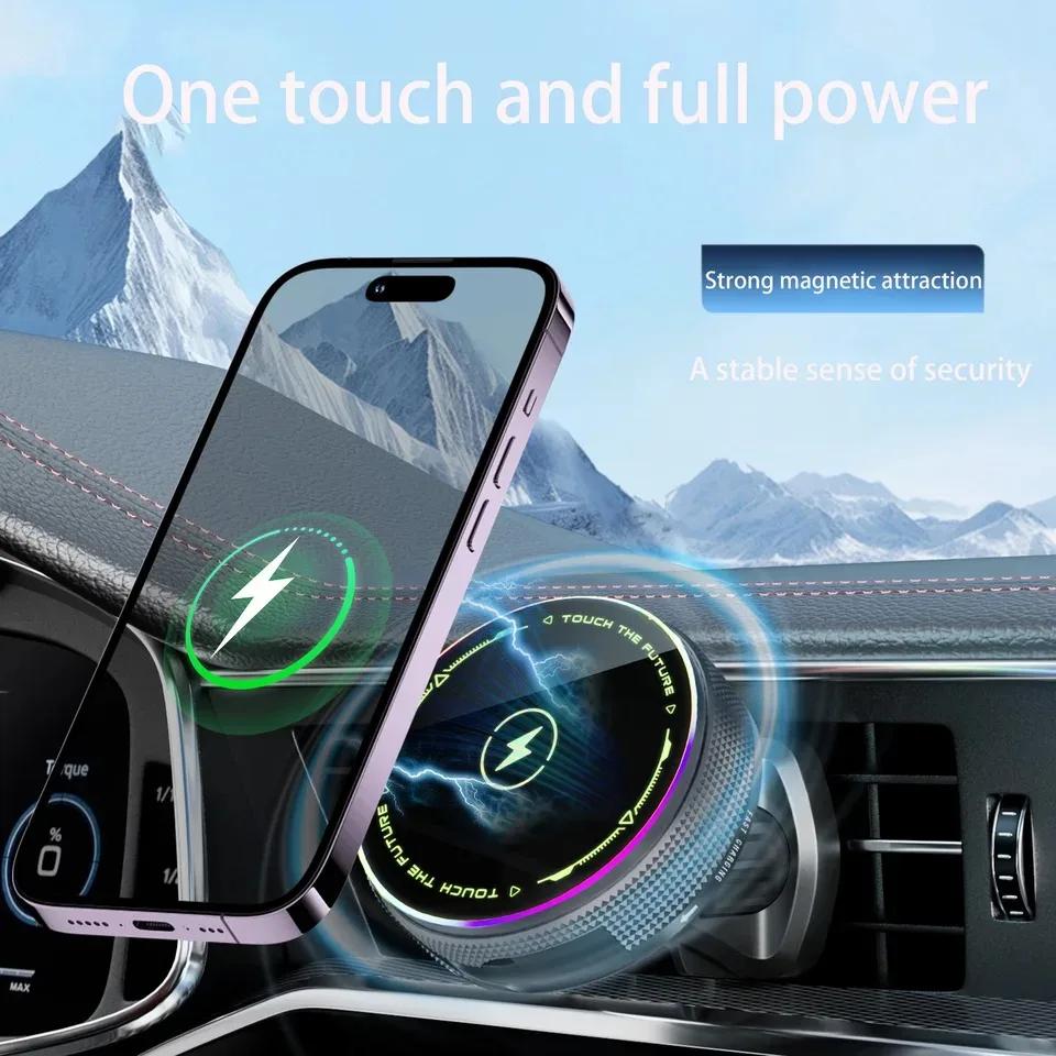 Auto Handyhalterung Kabelloses Autoladegerät 360 Grad Drehung Magnetische Saugkraft Faltbare Runde Halterung für Universelle Handys