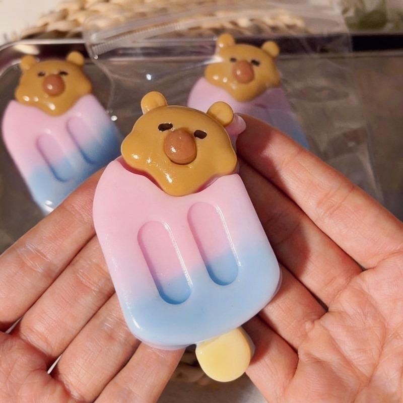 Tabas Squishy Capybara Ice Cream Squeeze Toy Fake Ice Cream Squishy Toy High-Value Popsicle Stress Relief Toy Anti-Anxiety