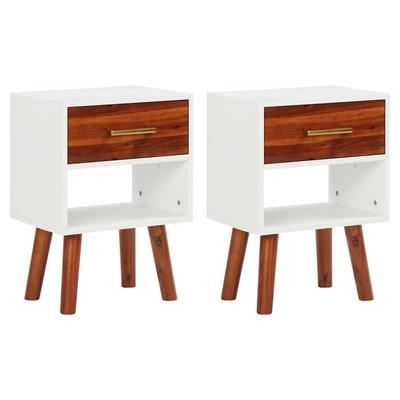 Vidaxl Nightstands, 2 Pcs, Solid Acacia Wood, 40 X 30 X 57 Cm