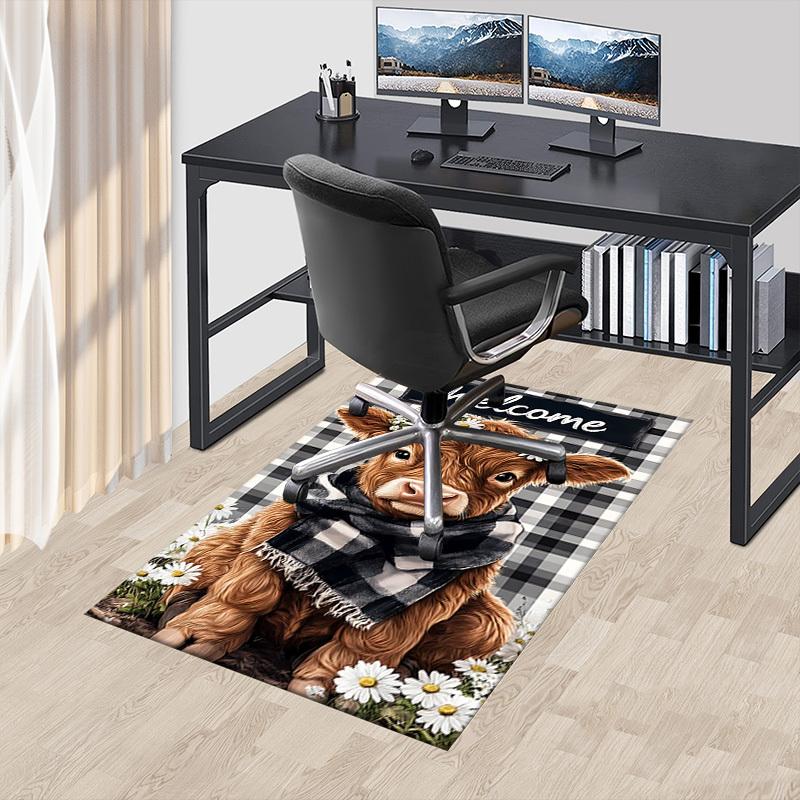 1PC cow, daisy Carpet Office Rug Mat Home Decor Area Carpet Festival Gift Office desk chair carpet Longlasting Material