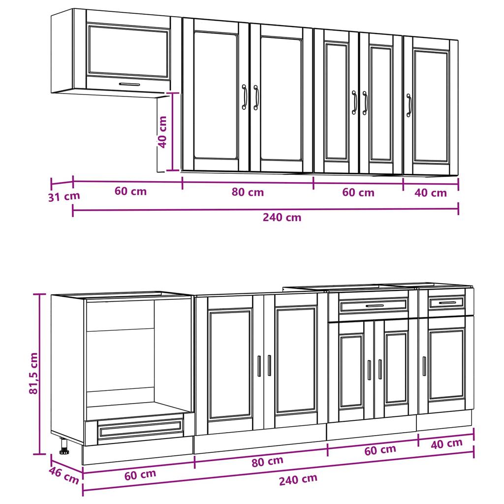 Kitchen Unit PORTO 8 Pcs Grey Sonoma Engineered Wood