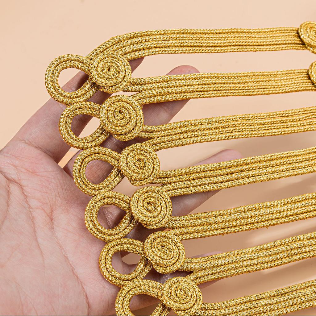 1pcs Chinese Knot Buttons, Gold Wire, Trapezoidal Buttons, Military Uniforms, Dresses, Dance Clothes, Decorative Buckles