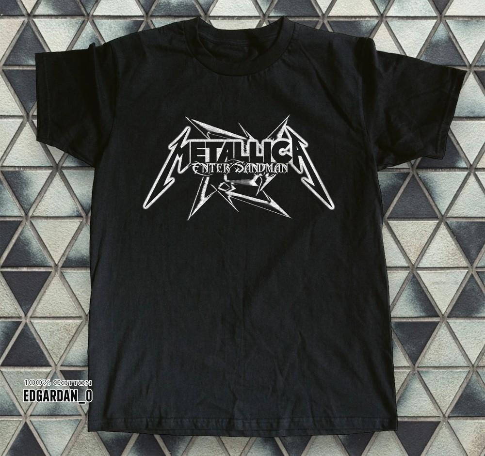 Metallica Enter Sandman Logo Heavy Cotton Black Unisex T-shirt Size S-4XL Unisex T-Shirt S