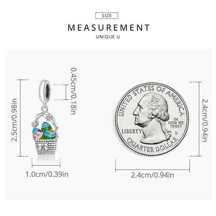 WOSTU 925 Sterling Silver Easter Egg Basket Flowers Charm Bead Pendant Fit Original Bracelet Necklace For Women Jewelry