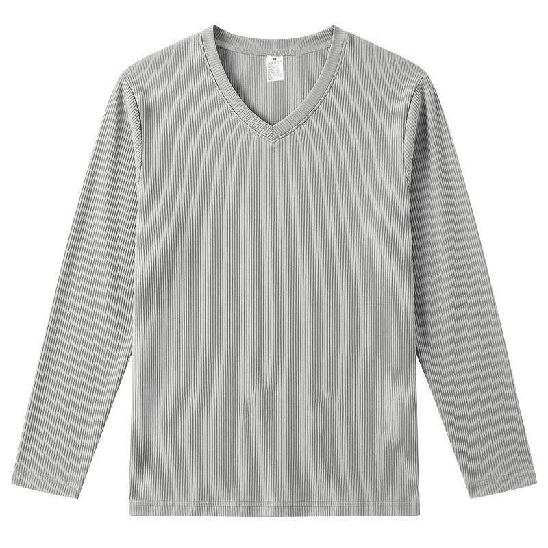 Men S V Neck Solid Long Sleeve Slim Fit Casual T Shirt