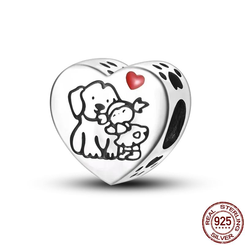 copper Heart Shaped Warm Family Love Mother Pendant Baby Feet Pacifier Charm Bead Charms Bead Charms Compatible With Bracelets Jewellery Gift