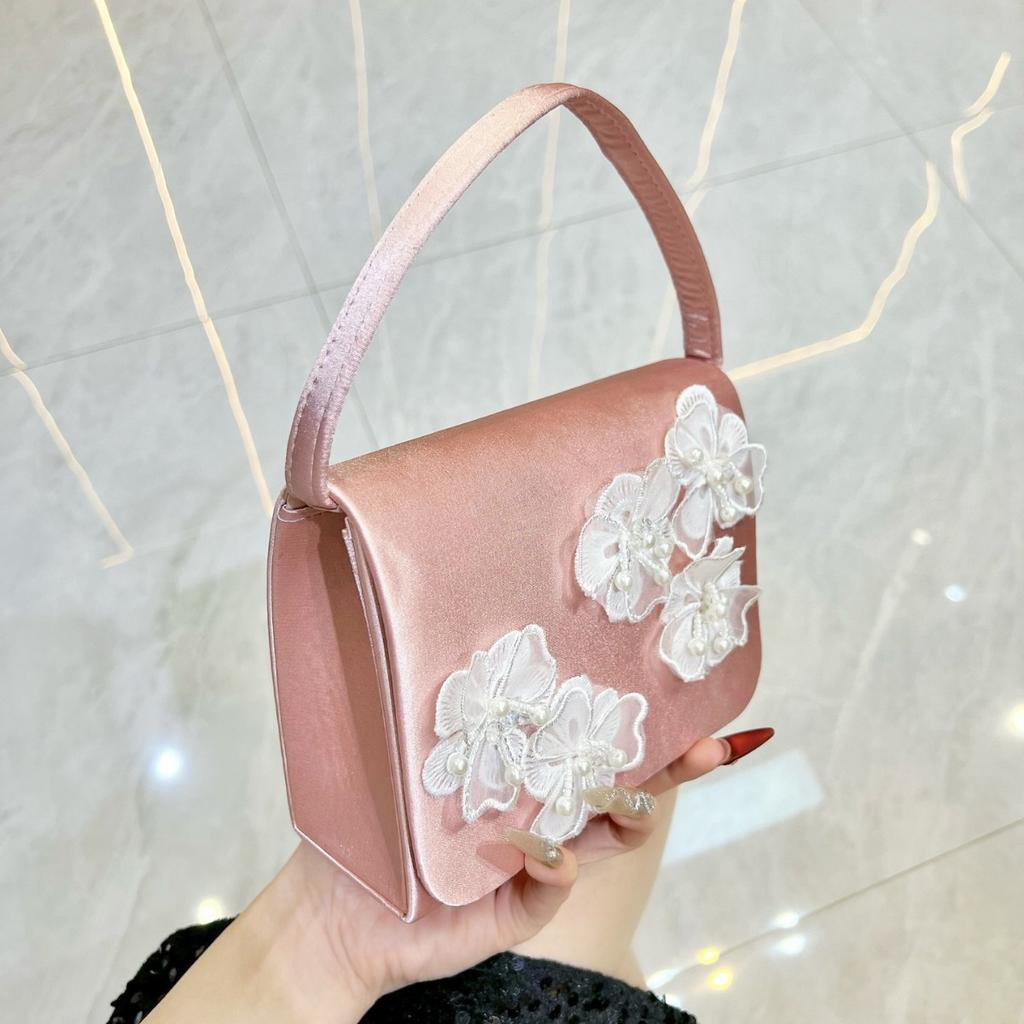 Fashion Evening Party Small Xiaoshangfeng Style Handbag, Lady's Banquet Bag with Floral Accessories, Crossbody Bag