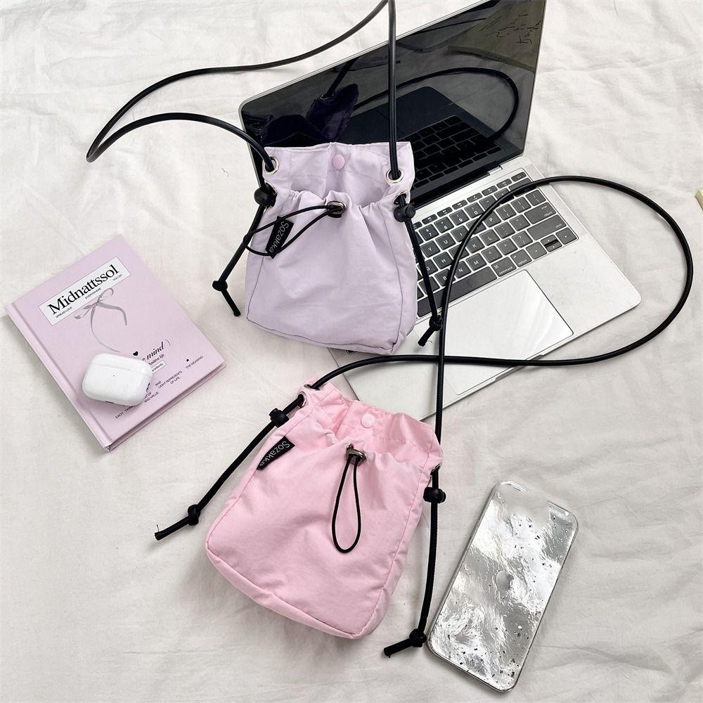 

Korean Style Nylon Shoulder Bag Crossbody Bag Mobile Phone Bag Drawstring Canvas Bag Girls фіолетовий
