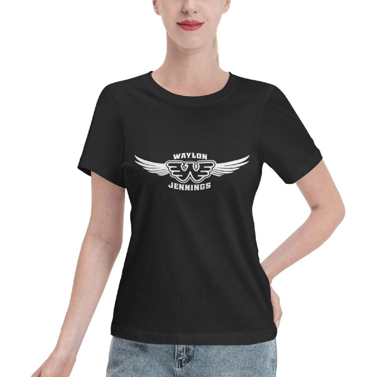 

Waylon Jennings Flying W T Shirts for Women Classic Tees Stylish Crewneck Cotton Womens T-Shirts XXXXXL різнокольоровий