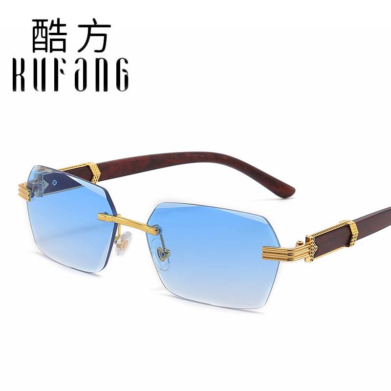 Square frameless sunglasses for women, gradient color, UV400 protection