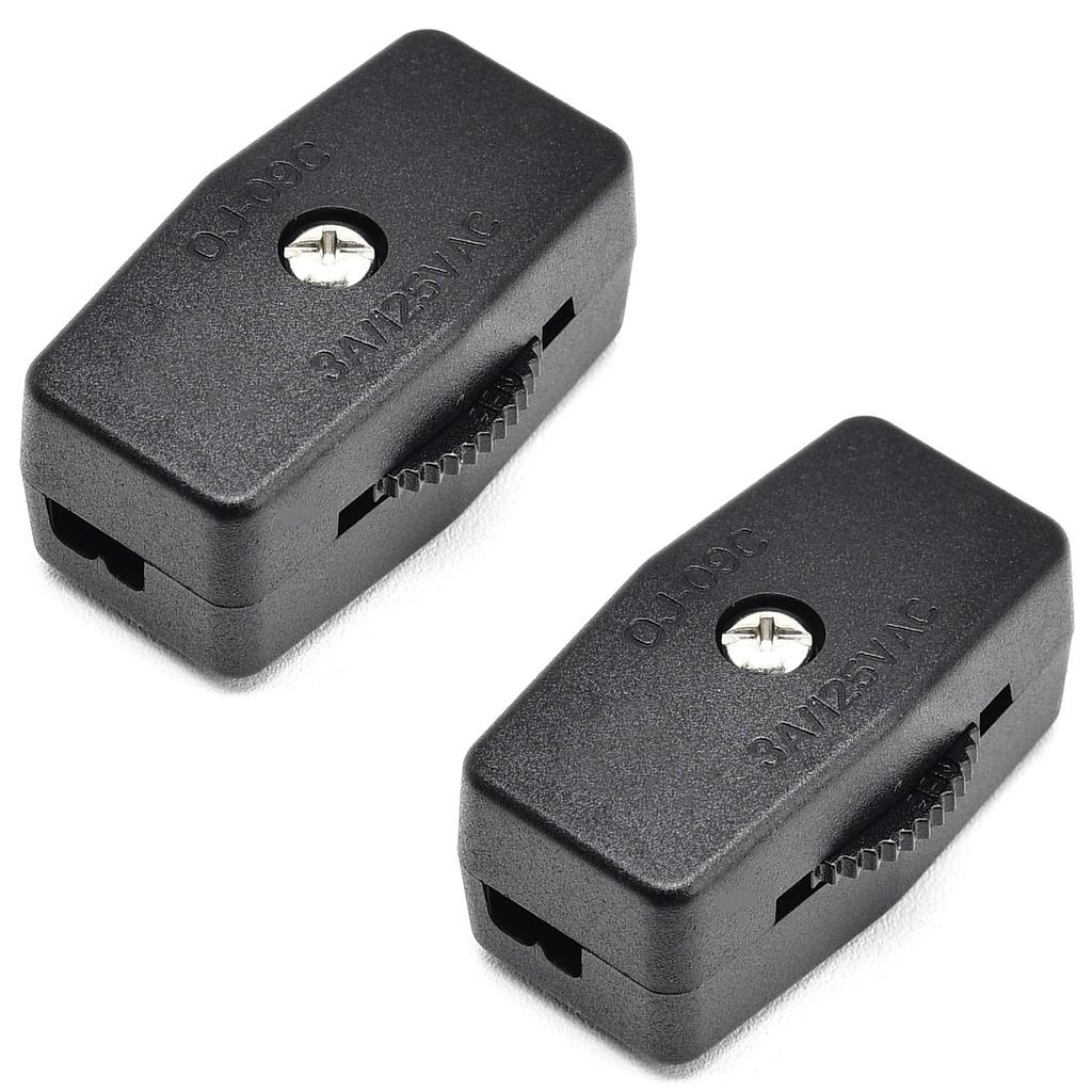 Surf turtle Flame Retardant Gear Switch 2 Pcs 125V 3A Inline Cord Switch,Black On/Off Thumbwheel Actuator Switches Replacement for 18/2 SPT-2 Lamp