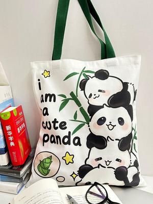 Cute Canvas Commute Tote Bag - Printed Pattern Student/Work Bag