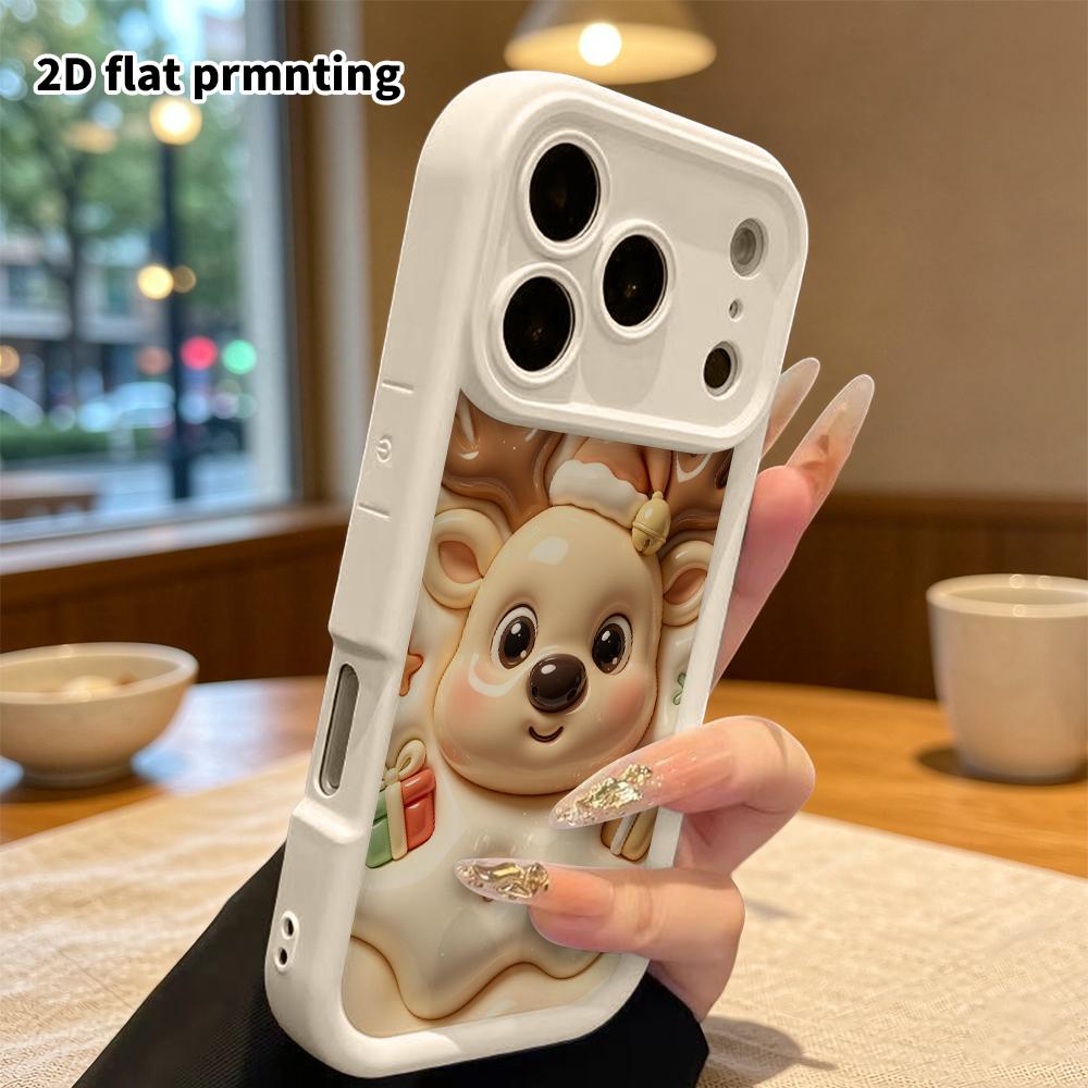 Phone Case: 2D Flat Design Suitable for iPhone 18 17 16 15 14 13 Pro Protective Case, Christmas Reindeer, Perfect Holiday Gift for Christmas and Hallo