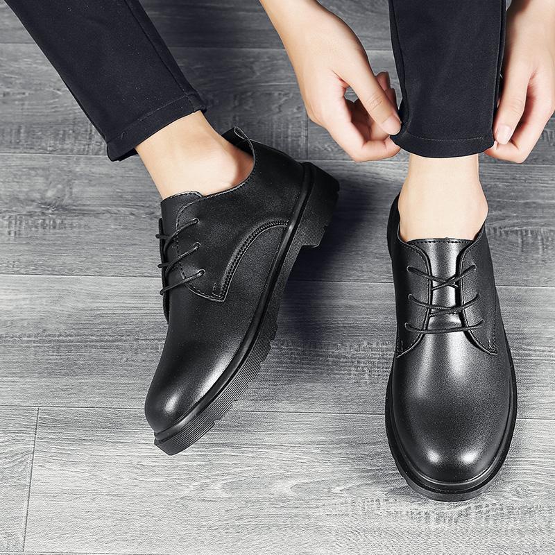 Men's Casual British Leather Shoes Platform Business Brand Formal Wear Lightweight Couple Round Toe Versatile Work Shoes 36-46