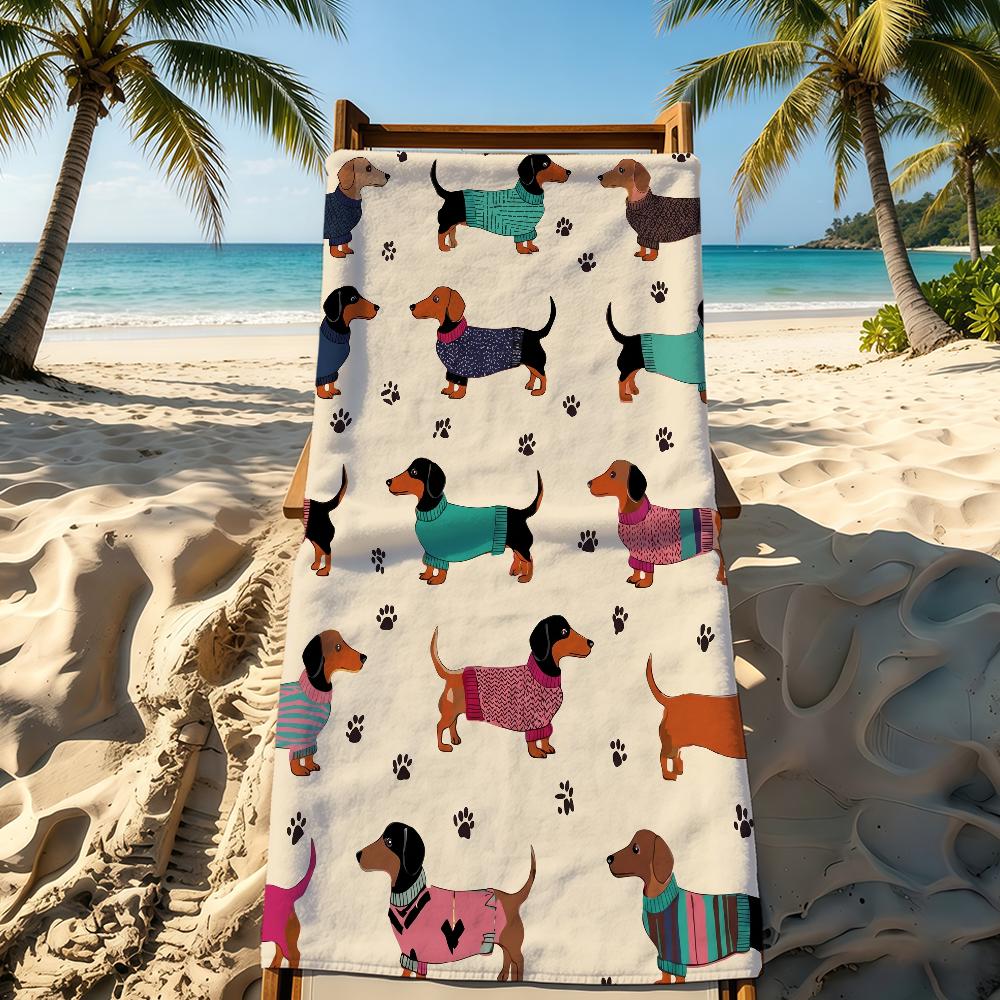 Dackel Cartoon Niedliches Handtuch Für Outdoor Camping Strandtuch Super Saugfähig Schnell Trocknend Sommerhandtuch