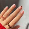Piesă de unghii albă franceză simplă purtată piesă de unghii roșie inimă minimalistă Ziua Îndrăgostiților piesă de unghii press on nails piesă de unghii