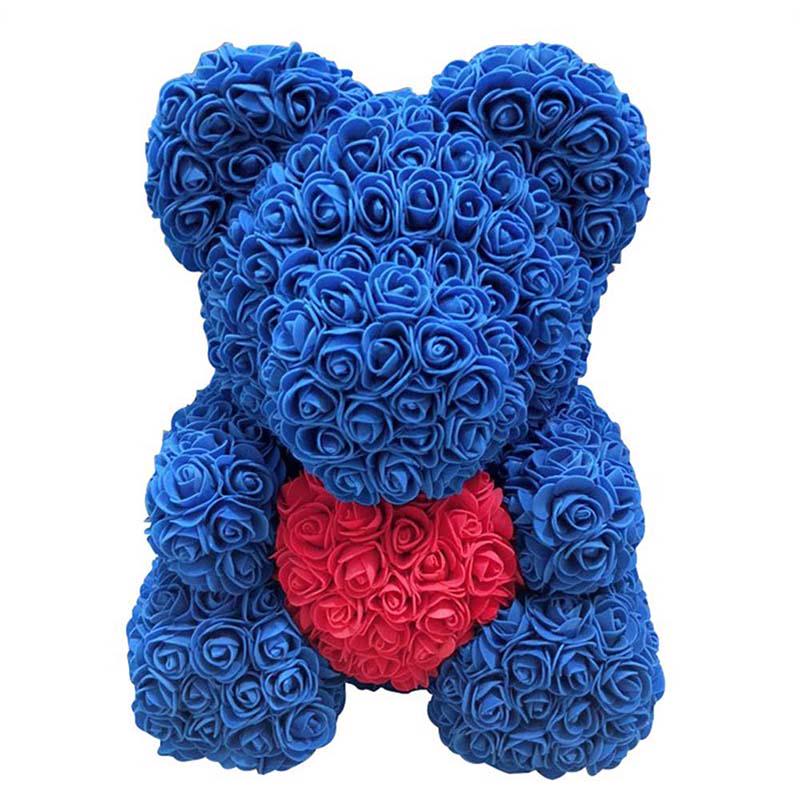 Lieblicher Großer Roter Rosenblüten-Bären Spielzeug Ornamente Geschenke für den Valentinstag 25cm Laden Geschenk am 8. März