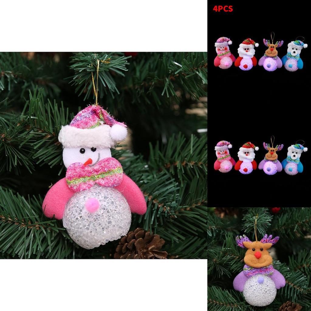 Christmas Eva Santa Snowman Lighted Night Lamp For Holiday Tree Decoration And Festive Decor