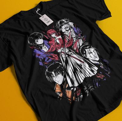Rurouni Kenshin Shirt Samurai Himura T-Shirt Makoto Shishio Aoshi Saito Hajime