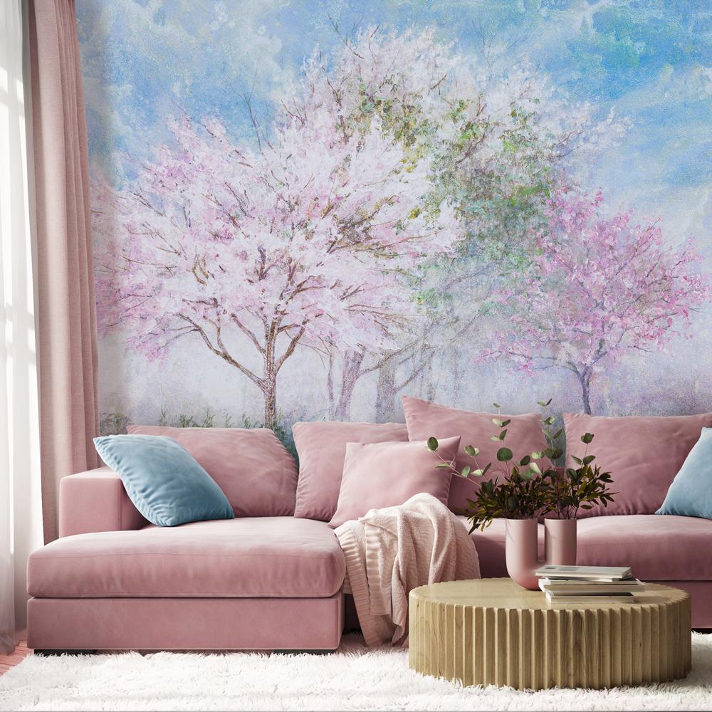 Wallpaper Blooming Tree In the Meadow