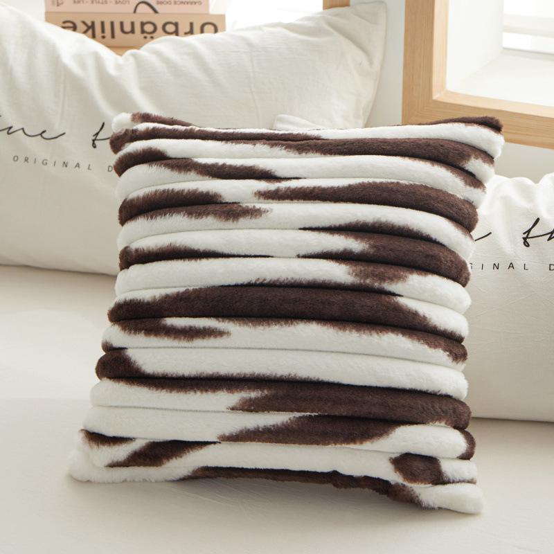 PV Plush Bedside Cushion Soft Bag Geometric Striped Square Sofa Back Cushion