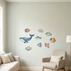 9 Pcs Summer Wood Nautical Beach Wall Decor Coastal Fish Lobster Whale Wall